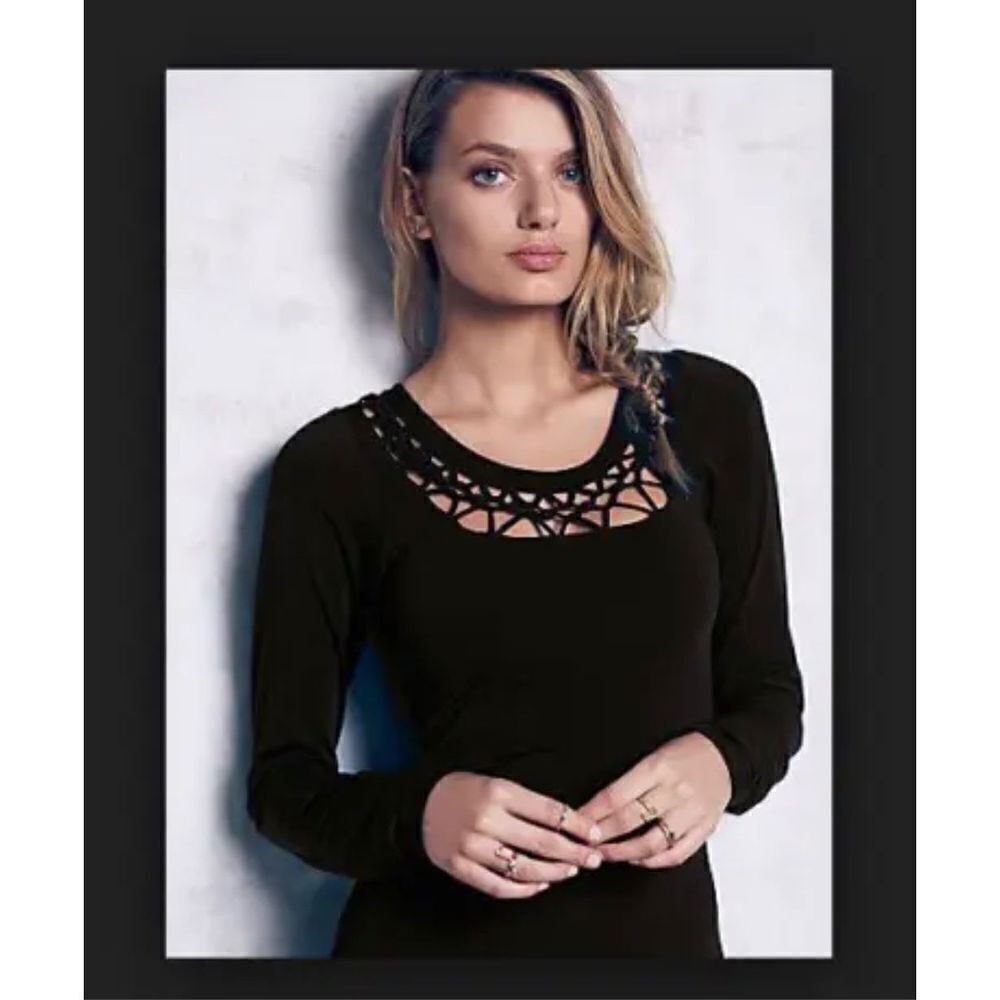 Cecilia De Bucourt x Free People Black Tie Knot Lace Maxi Dress sz M - Picture 4 of 14